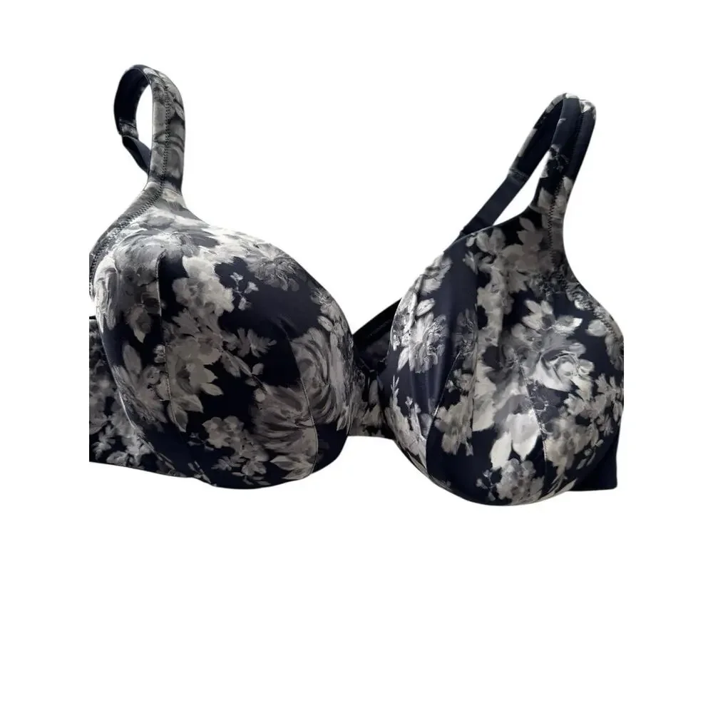 New Cacique‎ 42C Bra Dark Floral Backsmoother Lightly Lined Full Coverage